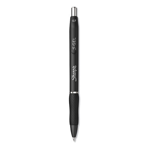 S-Gel High-Performance Gel Pen, Retractable, Medium 0.7 mm, Black Ink, Black Barrel, Dozen-(SAN2096159)