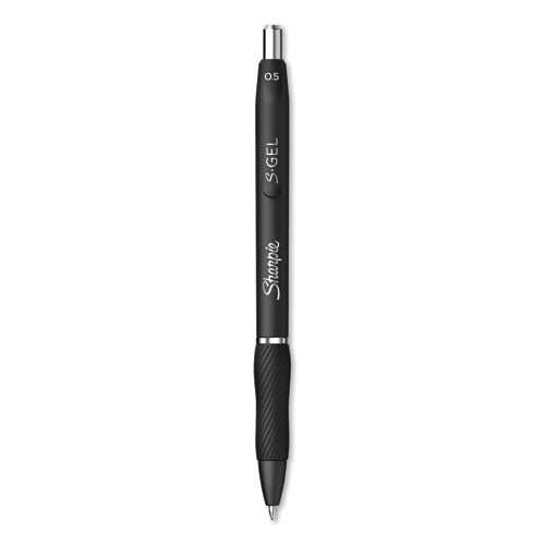 S-Gel High-Performance Gel Pen, Retractable, Fine 0.5 mm, Black Ink, Black Barrel, Dozen-(SAN2096145)