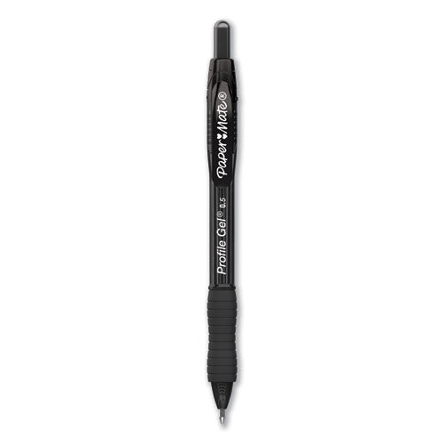 Profile Gel Pen, Retractable, Fine 0.5 mm, Black Ink, Translucent Black Barrel, Dozen-(PAP2095468)