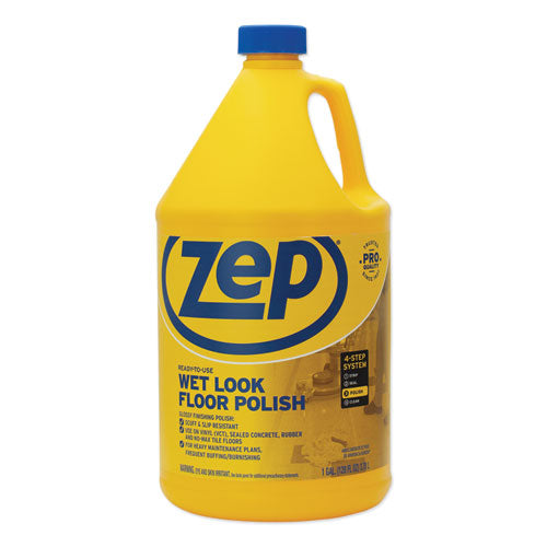 Wet Look Floor Polish, 1 gal, 4/Carton-(ZPEZUWLFF128CT)