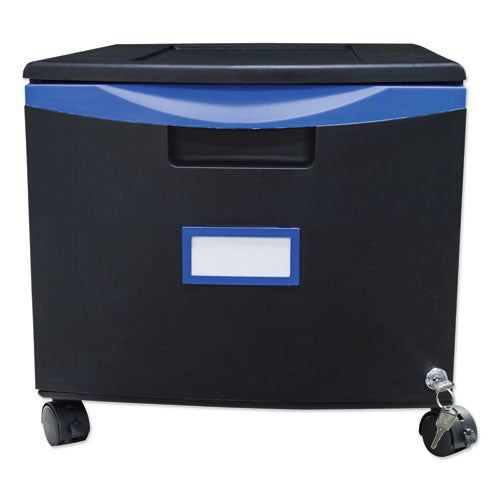 Single-Drawer Mobile Filing Cabinet, 1 Legal/Letter-Size File Drawer, Black/Blue, 14.75" x 18.25" x 12.75"-(STX61269U01C)