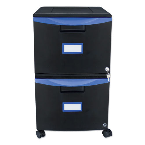 Two-Drawer Mobile Filing Cabinet, 2 Legal/Letter-Size File Drawers, Black/Blue, 14.75" x 18.25" x 26"-(STX61314U01C)