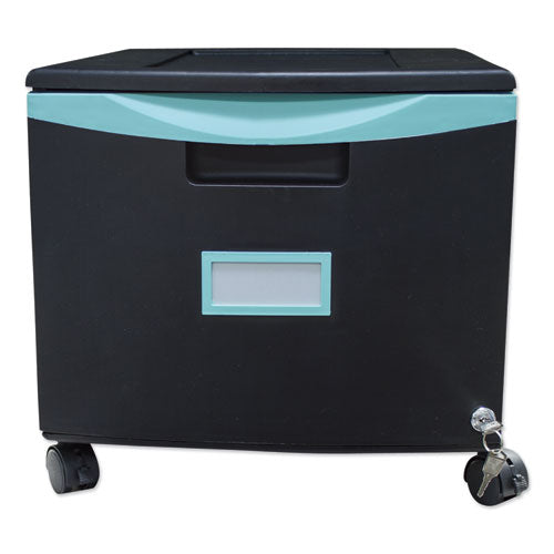 Single-Drawer Mobile Filing Cabinet, 1 Legal/Letter-Size File Drawer, Black/Teal, 14.75" x 18.25" x 12.75"-(STX61270U01C)