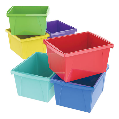 Storage Bins, 4 gal, 10" x 12.63" x 7.75", Randomly Assorted Colors-(STX61514U06C)