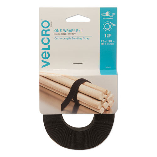 ONE-WRAP Pre-Cut Standard Ties, 0.75" x 12", Black-(VEK90340)