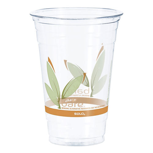 Bare Eco-Forward RPET Cold Cups 20 oz, Leaf Design, Clear, 50/Pack, 12 Packs/Carton-(DCCRTP20BARE)