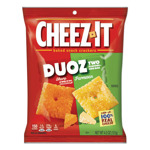 Cheez-it Duoz Crackers, Sharp Cheddar and Parmesan, 4.3 oz Bag, 6/Pack-(KEB57728)