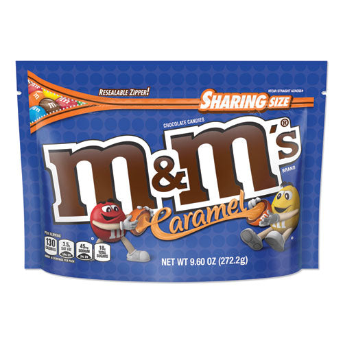 Chocolate Candies, Caramel, 9.6 oz Resealable Bag-(MNM50887)