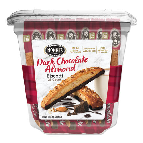 Biscotti, Dark Chocolate Almond, 0.85 oz Individually Wrapped, 25/Pack-(NONNSD97651)