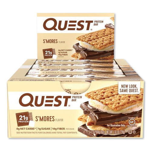 Protein Bars, Smores, 2.12 oz Bar, 12 Bars/Box-(QCC00123)