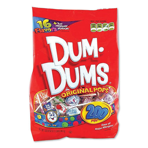 Dum-Dum-Pops, Assorted, Individually Wrapped, 33.9 oz, 200/Pack-(SPASPN71)