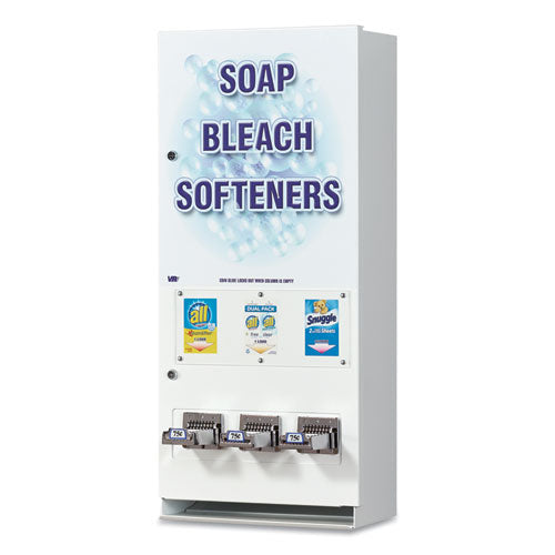 Coin-Operated Soap Vender, 3-Column, 16.25 x 9.5 x 37.75, White/Blue-(VEN394100)