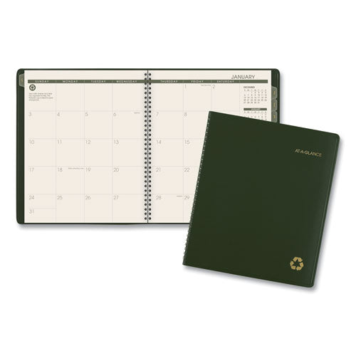 Recycled Monthly Planner, 11 x 9, Green Cover, 13-Month (Jan to Jan): 2023 to 2024-(AAG70260G60)