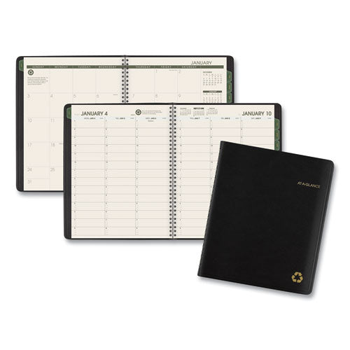 Recycled Weekly Vertical-Column Format Appointment Book, 8.75 x 7, Black Cover, 12-Month (Jan to Dec): 2023-(AAG70951G05)