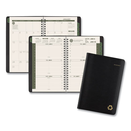 Recycled Weekly Block Format Appointment Book, 8.5 x 5.5, Black Cover, 12-Month (Jan to Dec): 2023-(AAG70100G05)