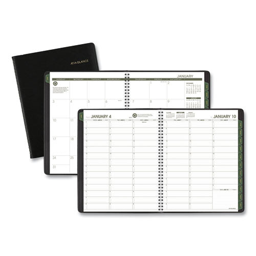 Recycled Weekly Vertical-Column Format Appointment Book, 11 x 8.25, Black Cover, 12-Month (Jan to Dec): 2023-(AAG70950G05)