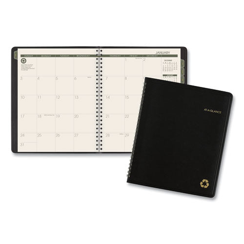 Recycled Monthly Planner with Perforated Memo Section, 8.75 x 7, Black Cover, 12-Month (Jan to Dec): 2023-(AAG70120G05)