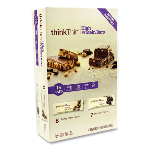 High Protein Bars, Brownie Crunch/Chunky Peanut Butter, 2.1 oz Bar, 15 Bars/Carton, Ships in 1-3 Business Days-(GRR22000555)