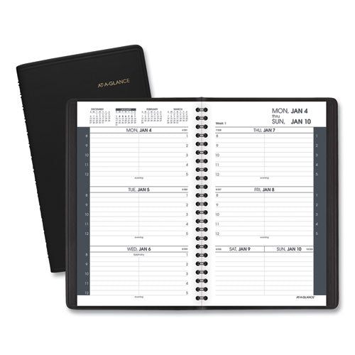 Weekly Block Format Appointment Book Ruled for Hourly Appointments, 8.5 x 5.5, Grained Black Cover, 12-Month(Jan to Dec):2023-(AAG7007505)