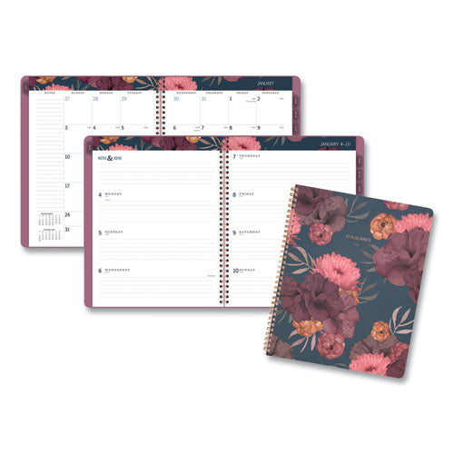 Dark Romance Weekly/Monthly Planner, Dark Romance Floral Artwork, 11 x 8.5, Multicolor Cover, 13-Month (Jan-Jan): 2023-2024-(AAG5254905)