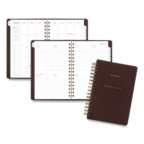 Signature Collection Distressed Brown Weekly Monthly Planner, 8.5 x 5.5, Brown Cover, 13-Month (Jan to Jan): 2023 to 2024-(AAGYP20009)