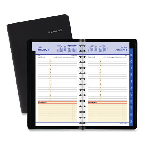 QuickNotes Daily/Monthly Appointment Book, 8.5 x 5.5, Black Cover, 12-Month (Jan to Dec): 2023-(AAG760405)