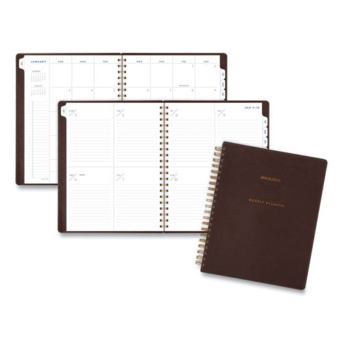 Signature Collection Distressed Brown Weekly Monthly Planner, 11 x 8.5, Brown Cover, 13-Month (Jan to Jan): 2023 to 2024-(AAGYP90509)