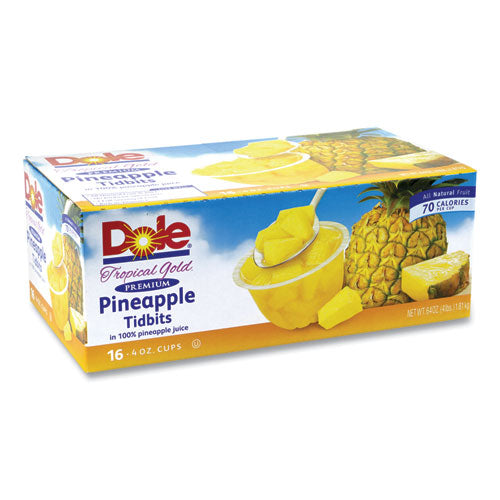 Tropical Gold Premium Pineapple Tidbits, 4 oz Bowls, 16 Bowls/Carton, Ships in 1-3 Business Days-(GRR22000474)