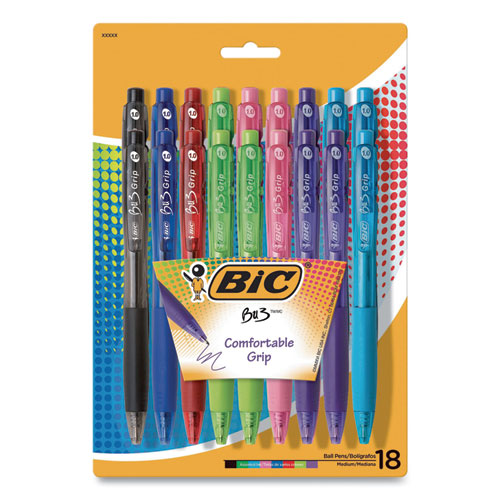 BU3 Ballpoint Pen, Retractable, Medium 1 mm, Assorted Fashion Ink and Barrel Colors, 18/Pack-(BICWX7ST272AST)