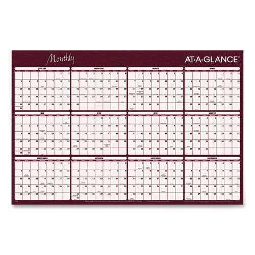 Reversible Horizontal Erasable Wall Planner, 48 x 32, Assorted Sheet Colors, 12-Month (Jan to Dec): 2023-(AAGA152)