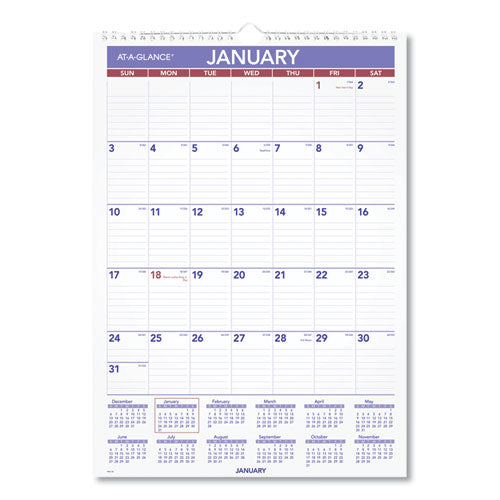 Monthly Wall Calendar with Ruled Daily Blocks, 12 x 17, White Sheets, 12-Month (Jan to Dec): 2023-(AAGPM228)