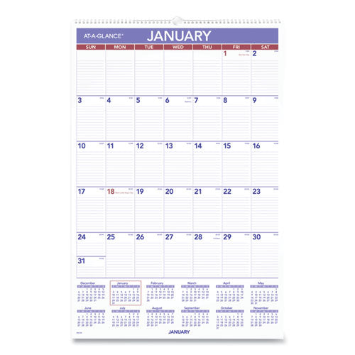 Monthly Wall Calendar with Ruled Daily Blocks, 20 x 30, White Sheets, 12-Month (Jan to Dec): 2023-(AAGPM428)