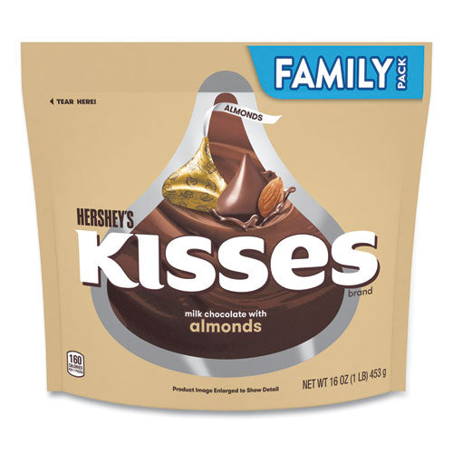 KISSES Milk Chocolate with Almonds, Family Pack, 16 oz Bag, Ships in 1-3 Business Days-(GRR24600449)