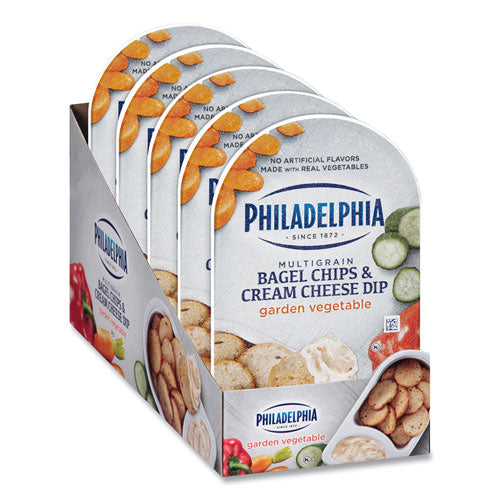 Multigrain Bagel Chips and Garden Vegetable Cream Cheese Dip, 2.5 oz, 5/Box, Ships in 1-3 Business Days-(GRR90200454)