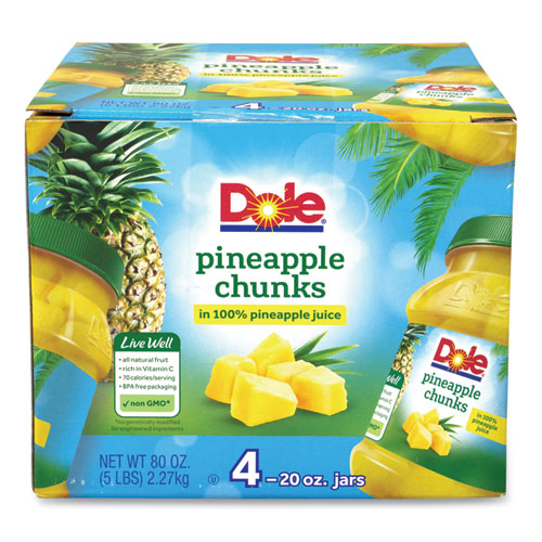 Pineapple Chunks in 100% Juice, 20 oz Jar, 4 Jars/Box, Ships in 1-3 Business Days-(GRR90000165)