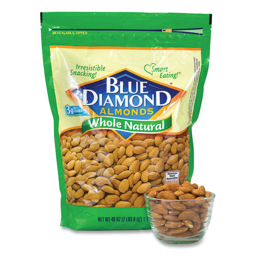 Whole Natural Almonds, 40 oz Resealable Bag, Ships in 1-3 Business Days-(GRR90000171)