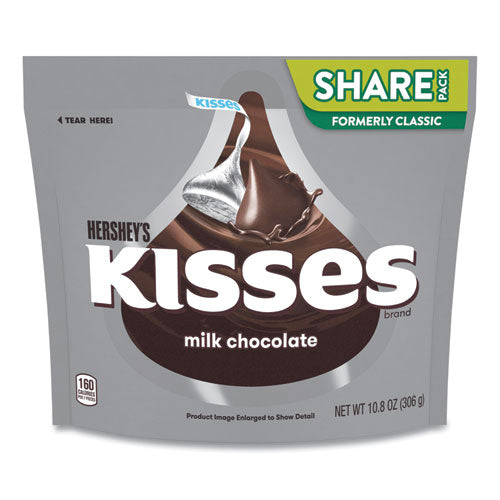 KISSES, Milk Chocolate Share Pack, Silver Wrappers, 10.8 oz Bag, 3 Bags/Pack, Ships in 1-3 Business Days-(GRR24600432)