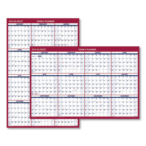 Erasable Vertical/Horizontal Wall Planner, 32 x 48, White/Blue/Red Sheets, 12-Month (Jan to Dec): 2023-(AAGPM32628)