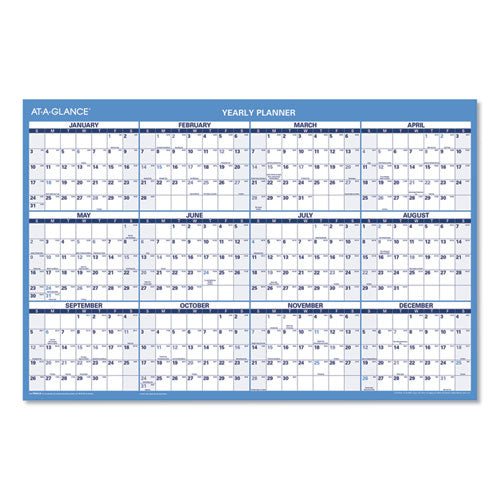 Horizontal Reversible/Erasable Wall Planner, 36 x 24, AY: 12-Month (July-June): 2022-2023, RY: 12-Month (Jan-Dec): 2023-(AAGPM200S28)