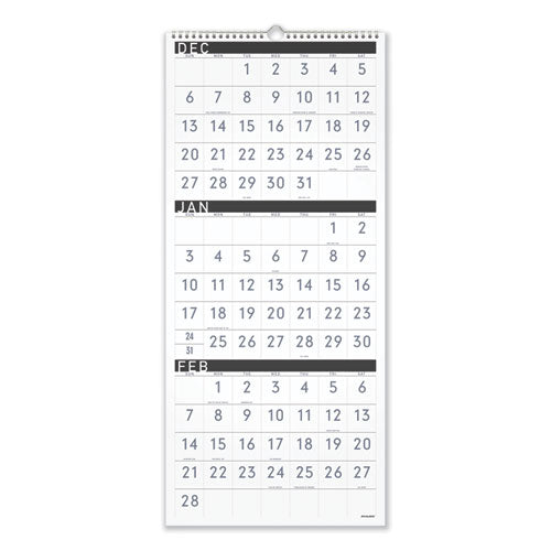 Three-Month Reference Wall Calendar, Contemporary Artwork/Formatting, 12 x 27, White Sheets, 15-Month (Dec-Feb): 2022 to 2024-(AAGPM11X28)