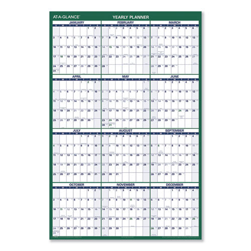 Vertical Erasable Wall Planner, 32 x 48, White/Green Sheets, 12-Month (Jan to Dec): 2023-(AAGPM31028)