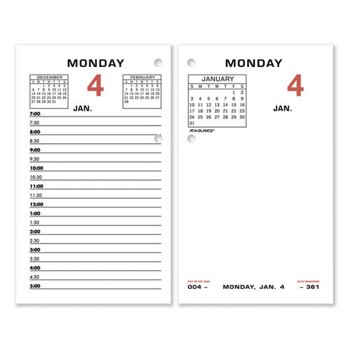 Two-Color Desk Calendar Refill, 3.5 x 6, White Sheets, 2023-(AAGE01750)