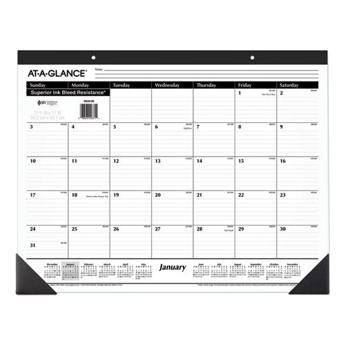 Ruled Desk Pad, 22 x 17, White Sheets, Black Binding, Black Corners, 12-Month (Jan to Dec): 2023-(AAGSK2400)