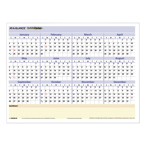 QuickNotes Mini Erasable Wall Planner, 16 x 12, White/Blue/Yellow Sheets, 12-Month (Jan to Dec): 2023-(AAGPM550B28)