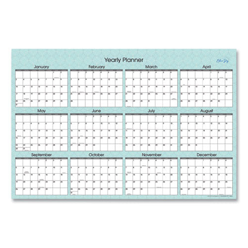 Picadilly Laminated Erasable Wall Calendar, Geometric Artwork, 36 x 24, White/Teal Sheets, 12-Month (Jan-Dec): 2023-(BLS100031)