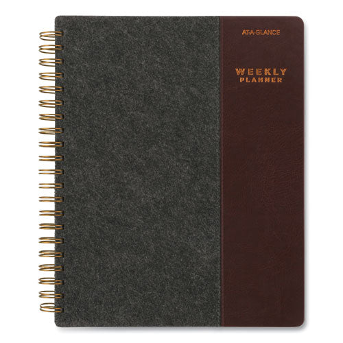 Signature Collection Two-Toned Weekly/Monthly Planner, 11 x 8.5, Gray/Brown Cover, 13-Month (Jan to Jan): 2023 to 2024-(AAGYP90525)