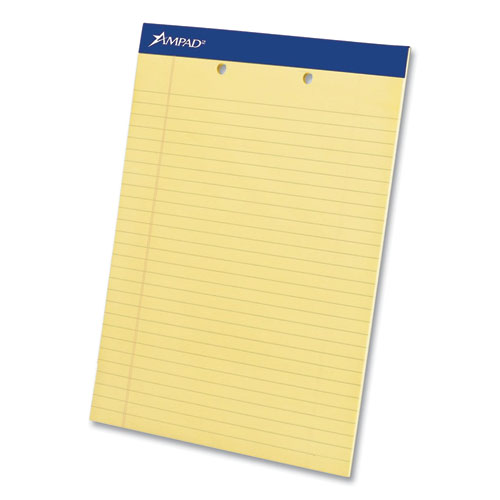 Perforated Writing Pads, Wide/Legal Rule, 50 Canary-Yellow 8.5 x 11.75 Sheets, Dozen-(AMP20224)