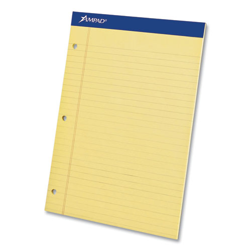 Perforated Writing Pads, Wide/Legal Rule, 50 Canary-Yellow 8.5 x 11.75 Sheets, Dozen-(AMP20221)