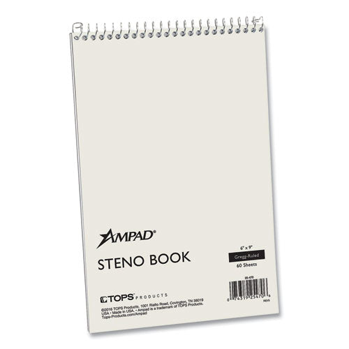 Steno Pads, Gregg Rule, White Cover, 60 Green-Tint 6 x 9 Sheets-(AMP25470)