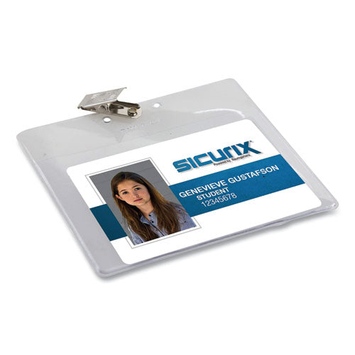 SICURIX Badge Holder, Horizontal, 3 x 4, Clear, 50/Pack-(SRXBAU67840)